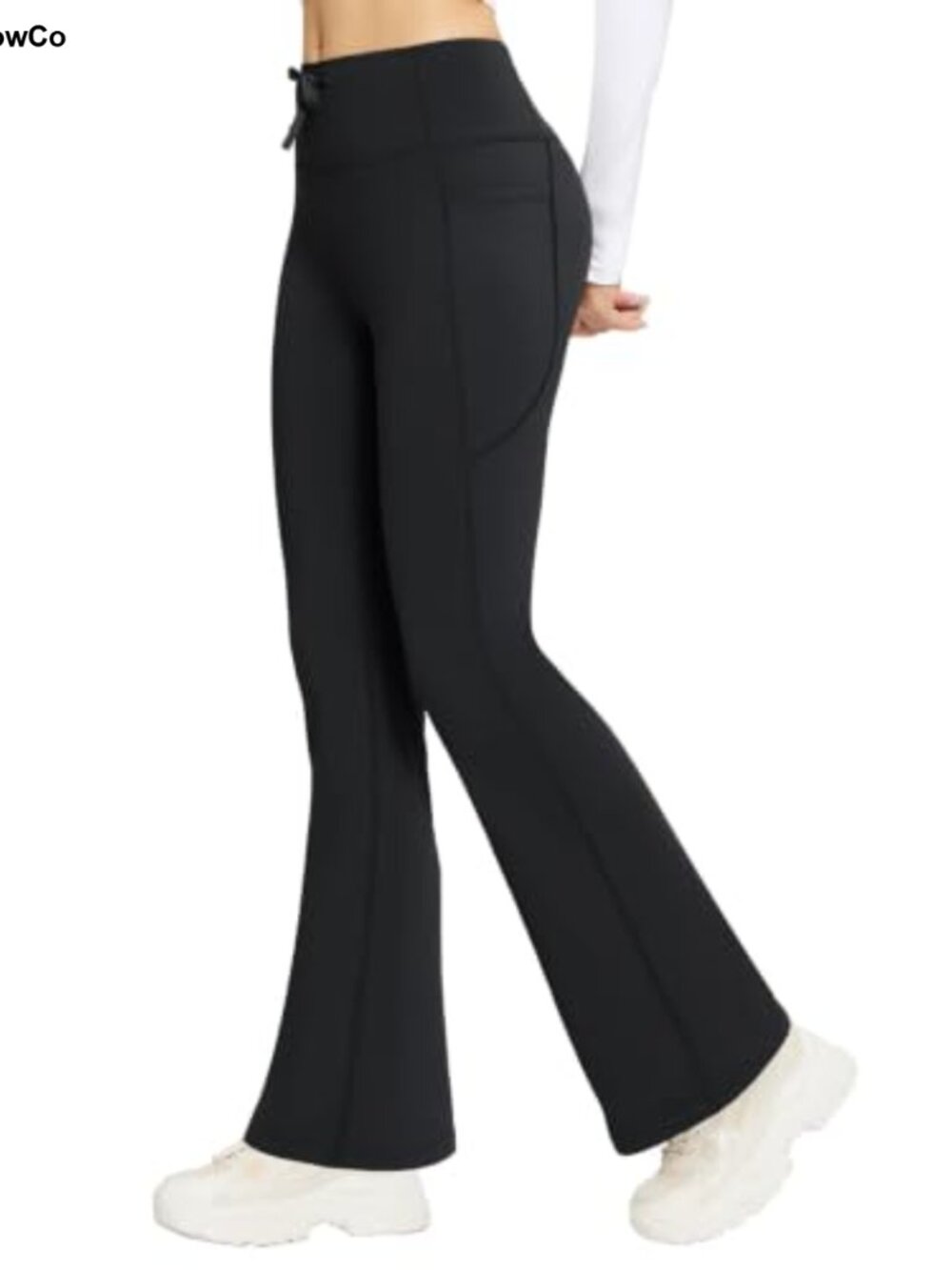 Fleece Lined Thermal Yoga Pants Bootcut Flare High Waist with Pockets